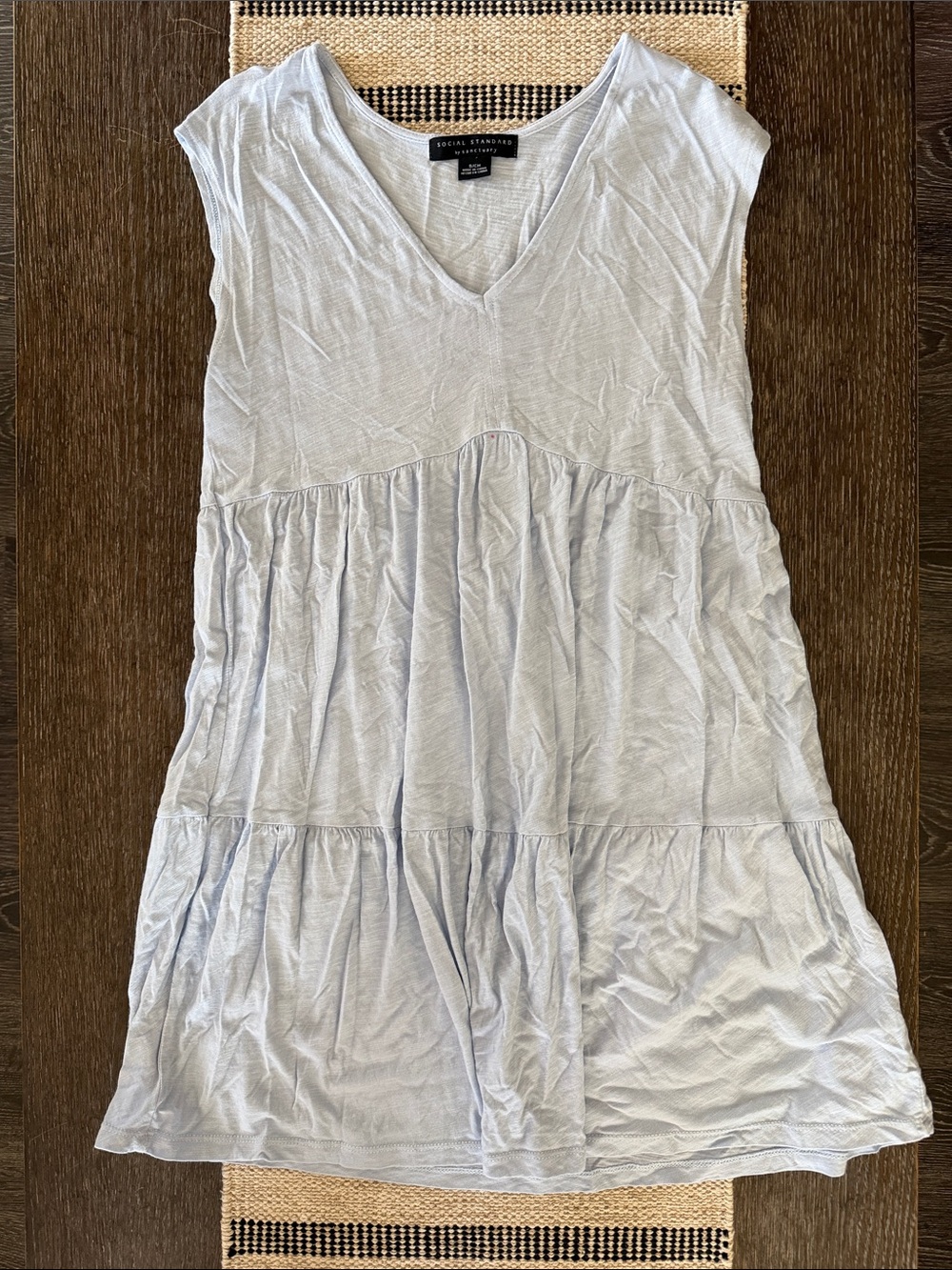 Women's Light Blue V-Neck Tiered Dress